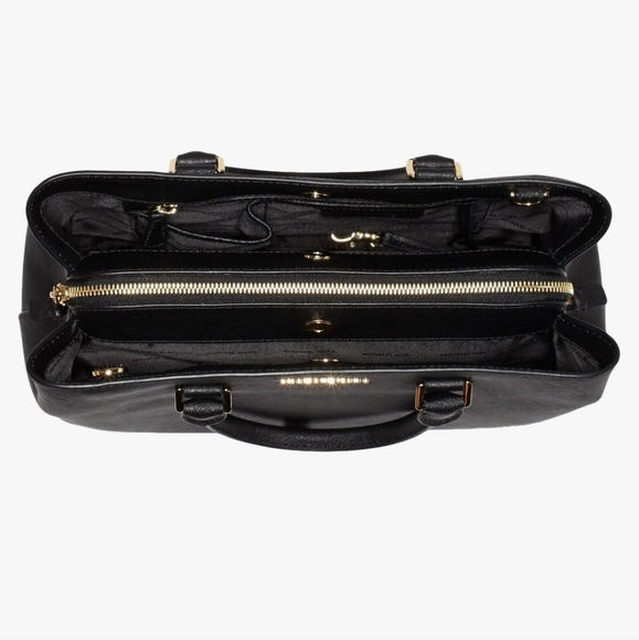 MICHAEL Michael Kors Savannah Large Saffiano Leather Satchel Black Handbag - Picture 8 of 8